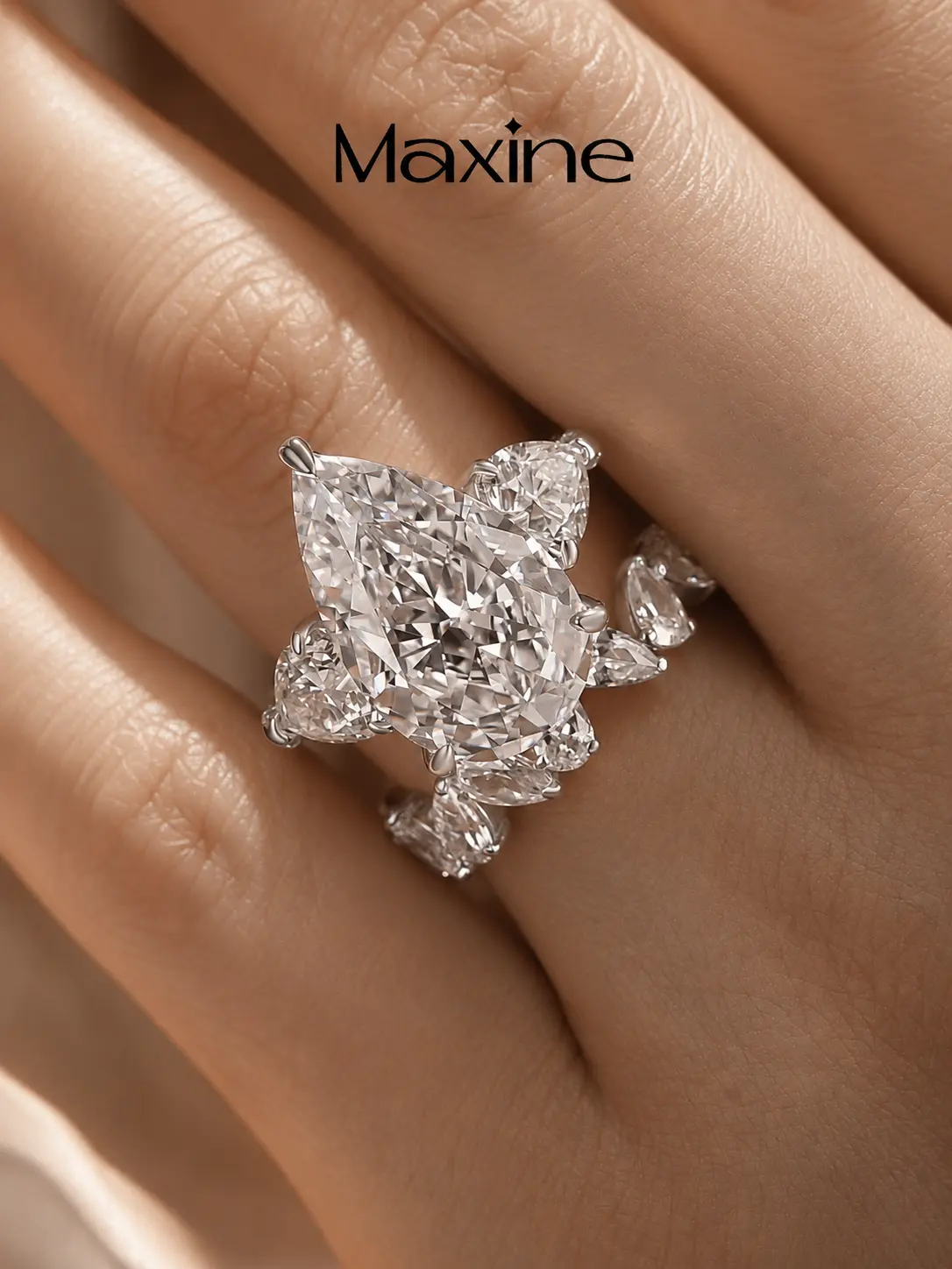 Maxine Luxury White/Yellow Gold Plated 8.0ct Pear Cut Engagement Ring Set,Bridal Ring Set, 5A Cubic Zirconia Women's Ring Jewelry,Wedding Ring Set for Daily,Travel,Proposal,Birthday,Anniversary, Matching Rings, Engagement Rings