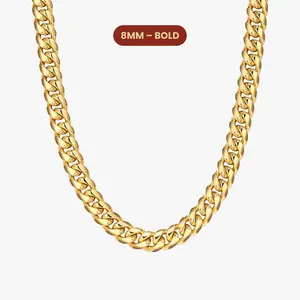 JAXXON Cuban Link Chain 8mm - Gold - Waterproof - Box Clasp