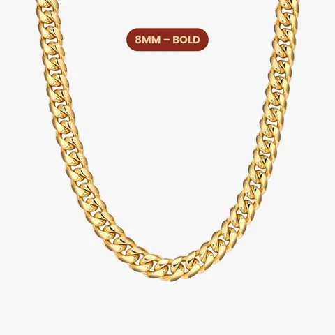 JAXXON Cuban Link Chain 8mm - Gold - Waterproof - Box Clasp