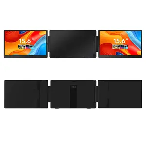 S10 15.6" Portable Tri-Screen Monitor for Laptop, 1080P FHD IPS Dual Screen Extender, Plug and Play USB-C/HDMI Laptop Screen Extender, 360° Rotatable Left Screen, Compatible with Windows/macOS/Android/Linux/Switch/Xbox/PS4