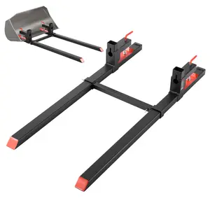 VEVOR Pallet Forks, Summervibes,Summervibes, 2000 lbs Clamp on Pallet Forks, 60-Inch Total Length Heavy-Duty Tractor Fork with Adjustable Stabilizer Bar for Tractor Attachments, Loader Bucket, and Skid Steer, Black