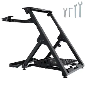 【Summervibes】VEVOR Foldable Racing Steering Wheel Stand,  , Height Adjustable Universal Base Compatible with Logitech & Thrustmaster Racing Wheel and Pedal, Movable Wheels Heavy-duty Frame Standard GT/Formula Seating