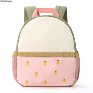 Cute Toddler Backpack with Lemon Embroidery, Soft & Lightweight, Colorful Block Design, Adjustable Straps, Perfect for Preschool, Daycare, Trips & Carrying Little Essentials