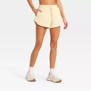 Women's Active Comfort French Terry High-Rise Shorts 2.5" - All In Motion Light Yellow L