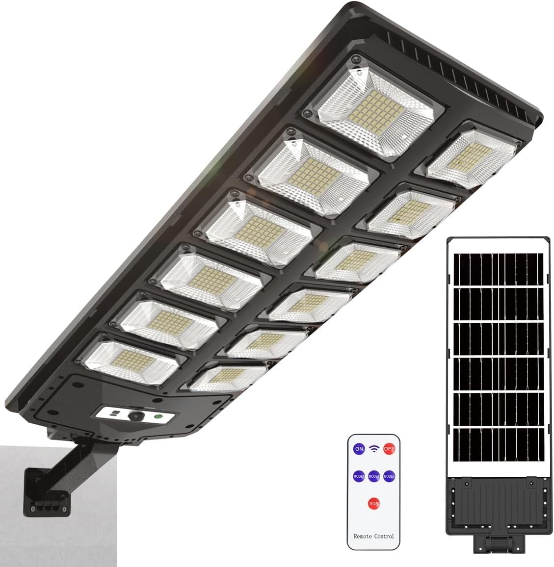 Solar Street Lights Outdoor Waterproof, Solar Powered Street Lights with Remote Control, Dusk to Dawn Solar Flood Light
