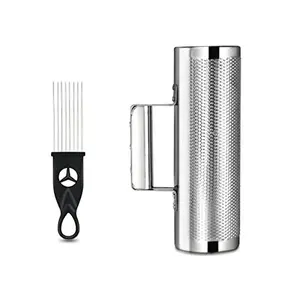 Soulmate Guiro Instrument Stainless Steel Guiro 8" 3" Professional Metal Shaker with Scraper, Band Accompaniment Sand Hammer Latin Percussion Instruments for Live Performance