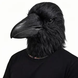 PATYGR Crow Mask Black Raven Latex Animal Full Head Mask Cosplay Lifelike Bird Mask for Halloween Carnival Costume Party Props Headdress