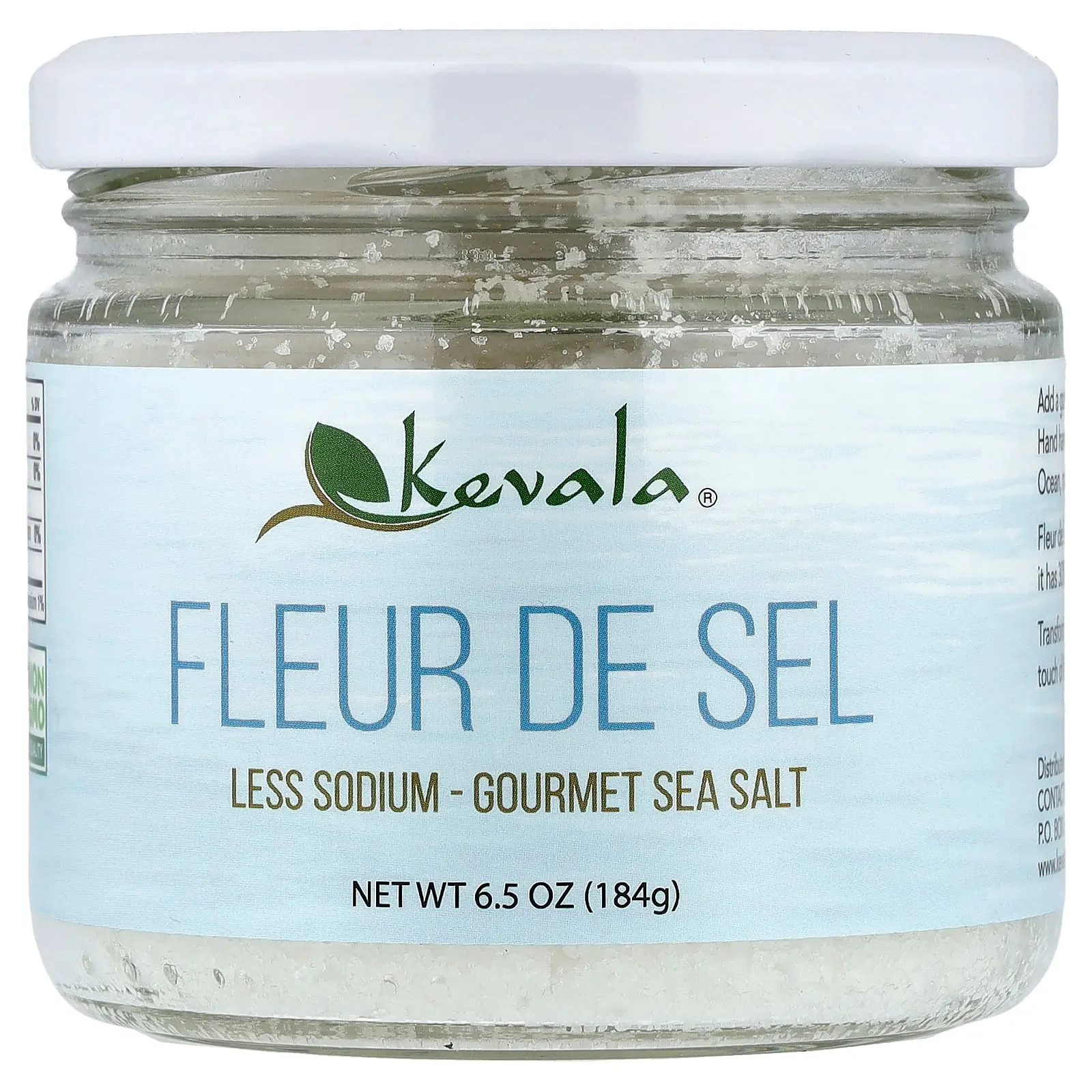 Kevala Fleur De Sel, Gourmet Sea Salt, Less Sodium, 6.5 oz (184 g)