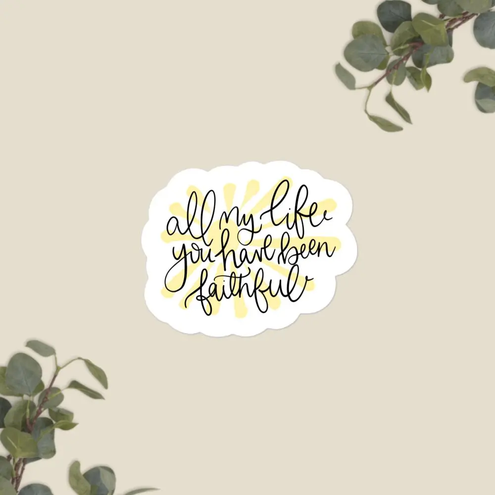 Faithful Sunshine Christian Text-Based Vinyl Stickers | Worship Lyric Decorative Decal for Laptops, Water Bottles