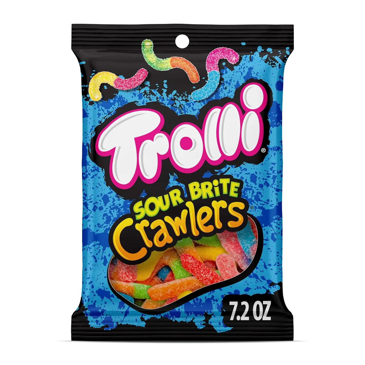 Sour Brite Crawlers, Candy, Cherry-Lemon, Strawberry-Grape & Orange-Lime, Sweet and Sour, Gummy Worms, 7.2 oz