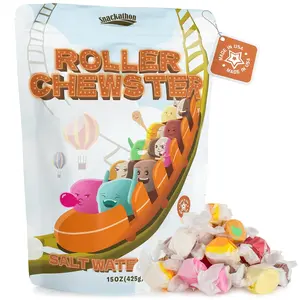 Snackathon Salt Water Taffy Assorted Mix Roller Chewster 15 Ounce Chewy Salt Water Flavor Perfect for Sharing