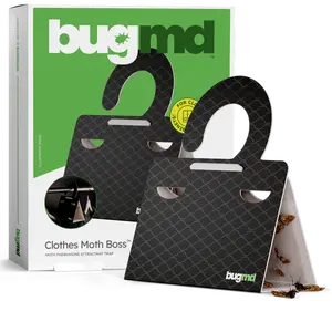 BugMD Clothes Moth Boss Traps Black - Sticky Glue Bug Repellent Pheromone Attractor for Closets Wardrobes Cabinet Drawers, Moth Balls for Closet, Moth Traps with No Harsh Chemicals