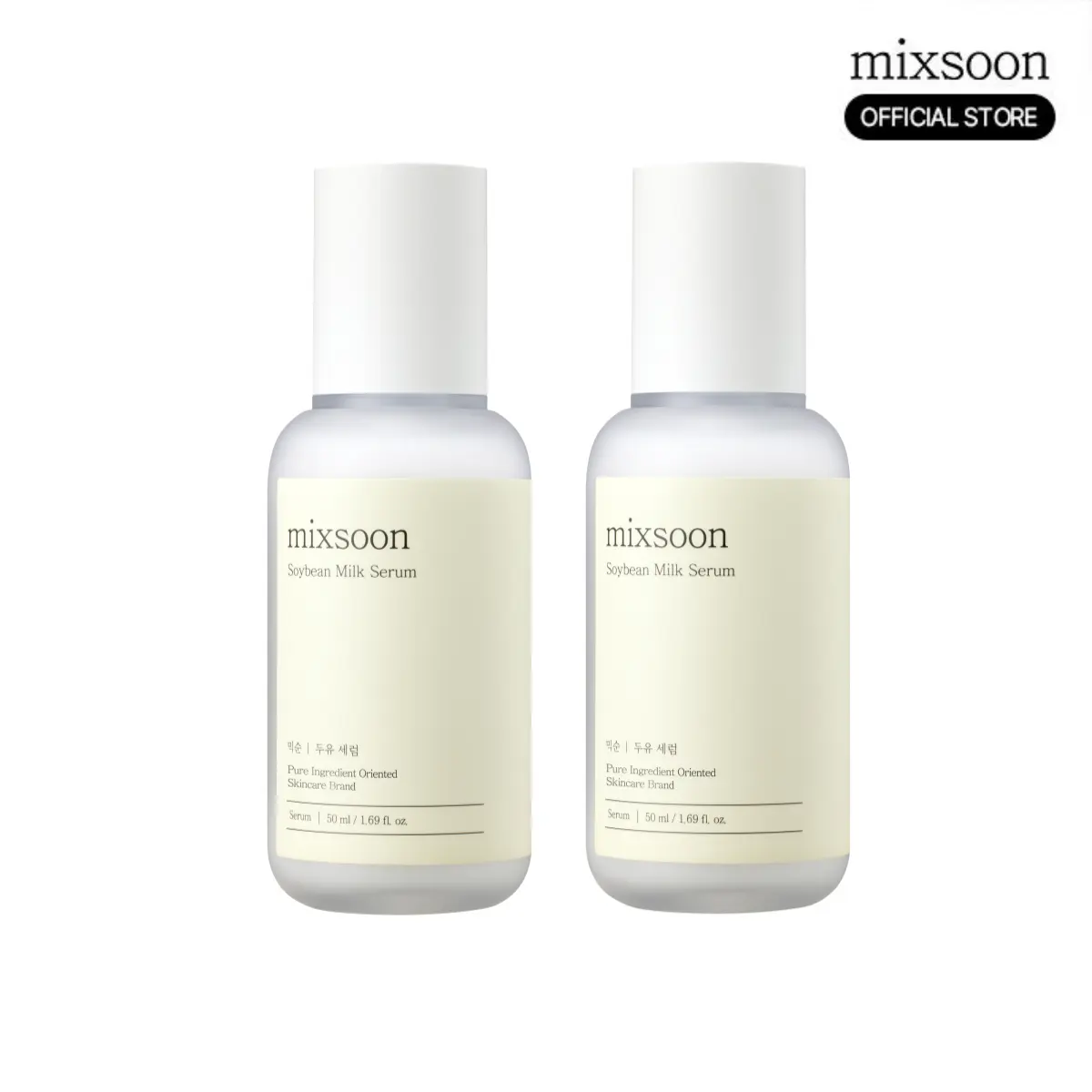 [mixsoon Official] Soybean Milk Serum Duo (50ml x 2) - Vegan Fermented Soy Protein, Ceramide, Peptides, Moisturizer, Ginseng, Green Tea, Rice for Deep Moisture