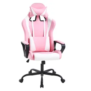 BestOffice PC Gaming Chair Desk Chair Ergonomic Office Chair Executive High Back PU Leather Racing Computer Chair with Lumbar Support Footrest Modern Task Rolling Swivel Chair for Women Men Girls Adults