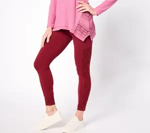 LOGO Layers by Lori Goldstein Petite Lace Trim Leggings with Pockets