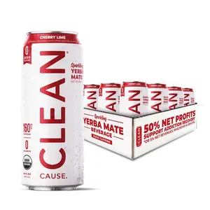Cherry Lime Zero Calorie Organic Sparkling Yerba Mate Beverage Lemon