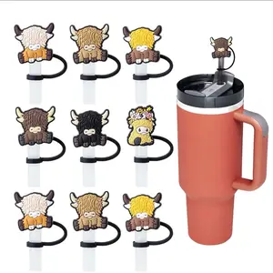 Highland cow straw topper Drinkware Drink Reusable