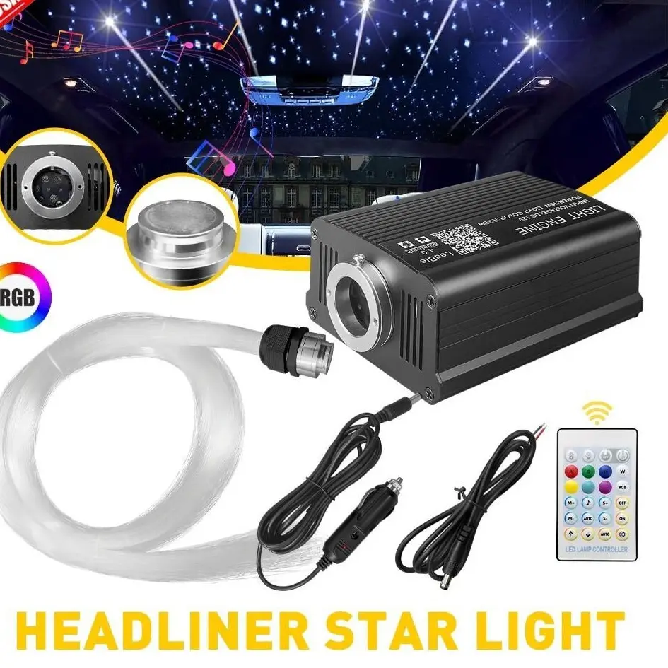 Bluetooth APP Controlled Star Ceiling 500pcs Optical Fibers RGBW Chip 24 Key Remote Support Android iOS Easy to Connect Car Interior Home Decor Colorful Lighting Dynamic Rgb Lighting