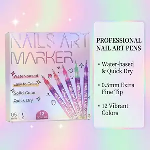 12-Color Nail Doodle Pen – Quick-Drying Acrylic Painting & 3D Dot Embroidery, MMA Nail Marker for DIY Nail Art, Home Salon Use, Nail Care, Manicure Polish, Water-Based .Quick-Drying 3D Nail Doodle Pen