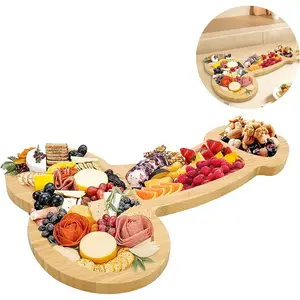 Charcuterie Boards Gift Set, Charcuterie Board, Bamboo Cheese Board,Cheese Board and Solid Wood charcuterie Platter,Ideal Bachelor Party and Wedding Gift (Large(Length: 16 inch)) Tableware Stylish