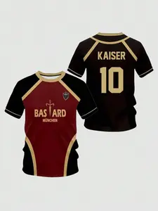 Blue Lock Anime Football Jersey, Soccer Shirt, Unisex Cartoon Role Play T-Shirt, Sports Top, Sports Apparel, Caesar No. 10 & Isagi No. 11, Casual Gift for Fans
