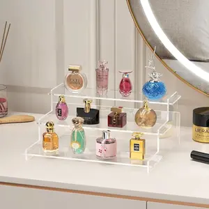 Acrylic Risers Display Stand, 3 Tier Cupcake Holder, Clear Perfume Organizer Stand, Display Shelf for Figures and Collection Dessert Shelves for Party