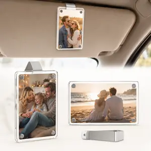 Acrylic Magnetic Car Sun Visor Photo Holder, Personalized Car Picture Frame & Visor Clip, Sweet Family Gift - Car Accessory for Photo Display