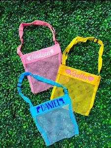 Custom Name Seashell Collecting Bag | Personalized Kids Beach Bag | Sand Toy Collector Bag | Custom Kids Toy Bag | Mesh Shell Bag