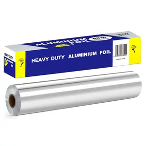 Heavy Duty Aluminum Foil Paper 223 Sq Ft 30 Micron Thick Non Stick Roll with Cutter for Grilling Cooking Catering 12 Inches Wide Silver Cookware Disposable Tear Resistant Metallic