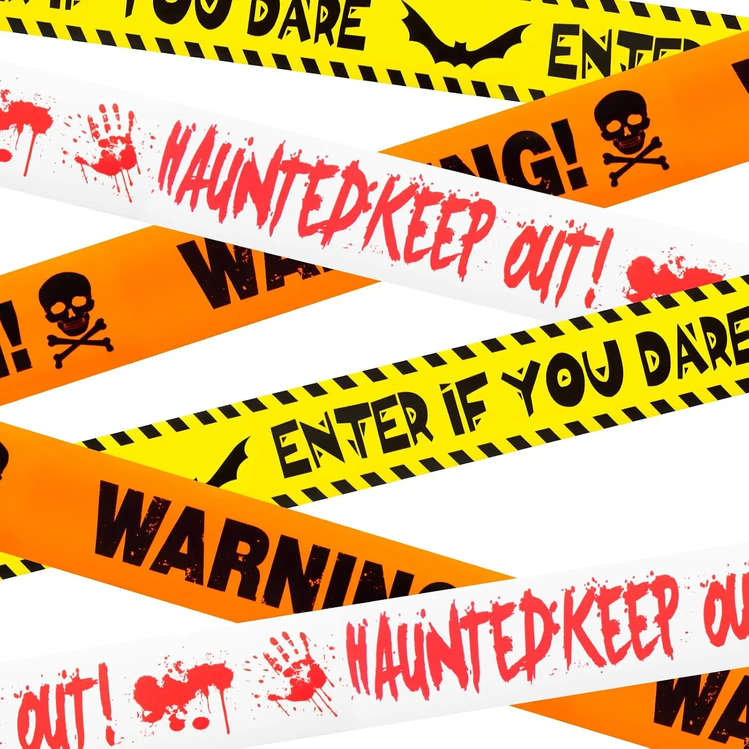 Spooky Decorative Polyethylene Caution Tape, 3 Pcs 3in x 90ft Tear-Resistant Halloween Festive Decor for Haunted Houses, Indoor-Outdoor Party Use