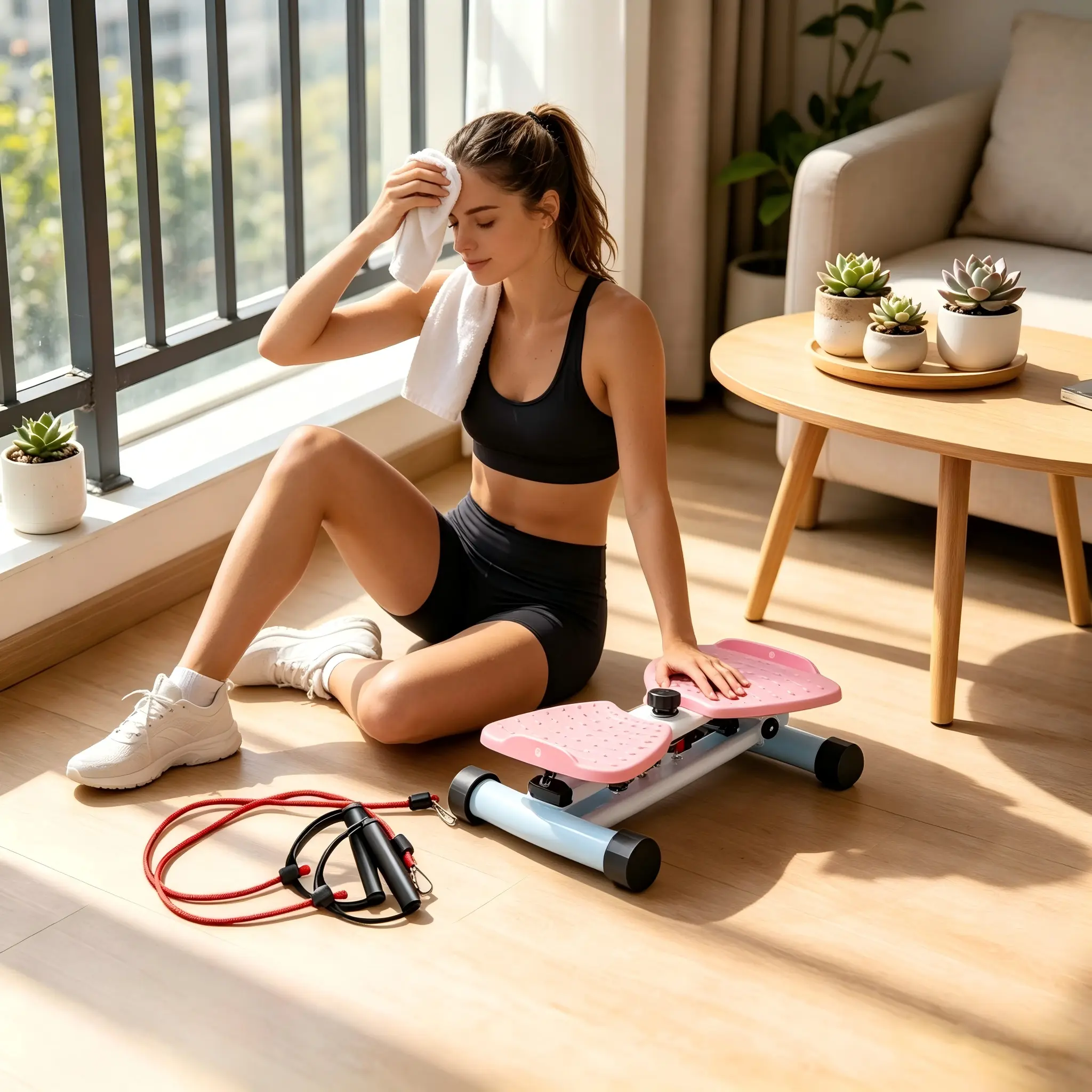 Upgraded Non-Slip Waist Twisting Disc with Ft Massage Texture & Resistance Bands, Portable Twist Board Stair Stepper, Home Ab Training Gym Equipment for Home Workouts