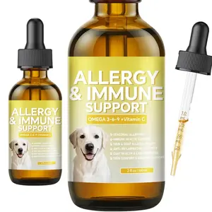 Allergy & Immune Support Drops for Dogs, Daily Care Healthy Supplement Drops, Natural Liquid Care for Skin & Ear Health（2 Oz）