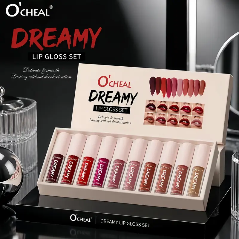 Women's 10-Piece Matte Velvet Lipstick Set - Safe Makeup Products, Soft Glam Velvet Shades, Natural Finish, Lightweight Comfort for Everyday Wear & Special Occasions (Lip Products Included)