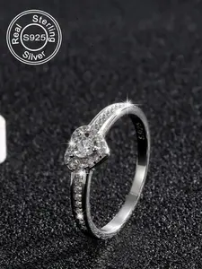 S925 sterling silver summer heart-shaped zircon decoration bridal ring, solitaire ring, Heart design ring, engagement ring, gift for wife, jewelry accessories for ladies and girls, full match and exquisite birthday gift