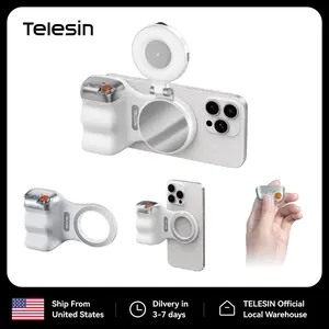 TELESIN Compact Magnetic ABS Phone Camera Hand Grip - Universal Silicone Accessories with Lanyard, Remote Control Button, Smartphone Holder Shooting Aid for iPhone, Android