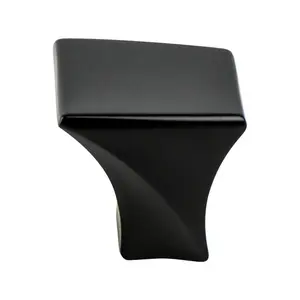 212 MAIN Fluidic Handle Doorknob - Zinc Base, 1.187 in. Size, Long Black Finish, Smooth Curves, Sculptural Handle Doorknobs