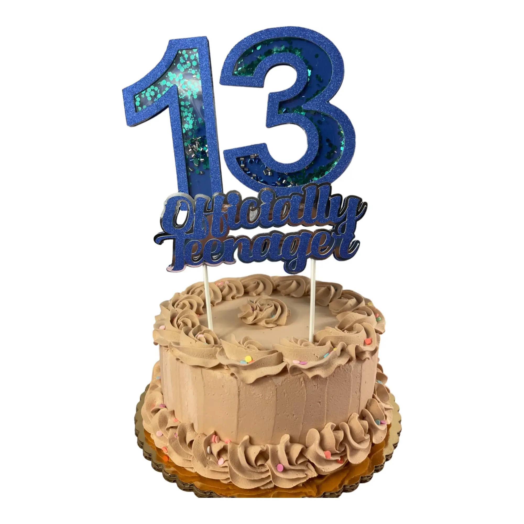 Creativity Shimmers 13th Birthday Cake Topper Shaker Multilayered, Multicolor, Handcrafted, Safe, Sturdy, Reusable