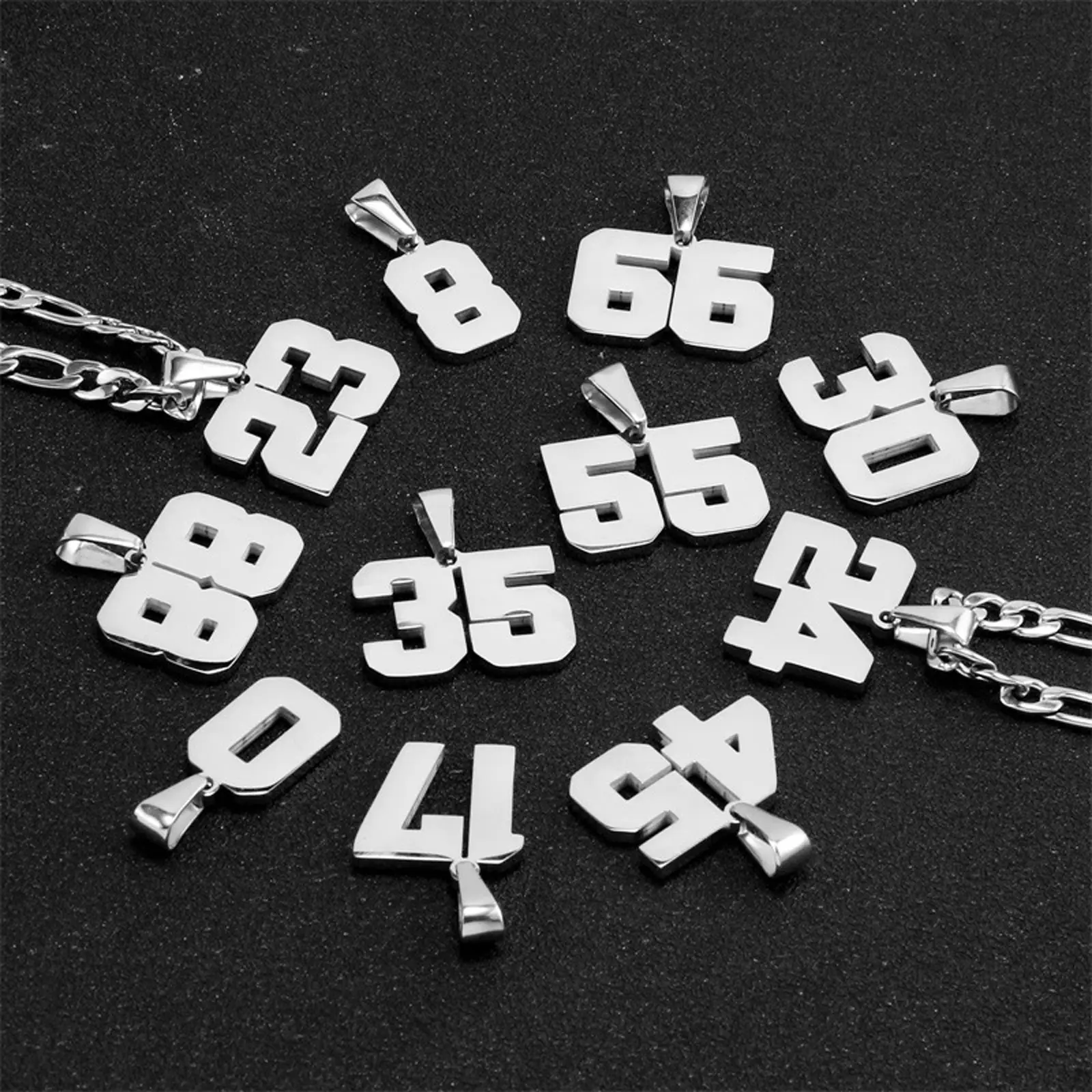 Stainless steel necklace silver athlete number necklace basketball baseball football team players wear gifts