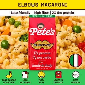 Pete’s Protein Pasta Elbow Macaroni – Protein-Packed, Less Carbs, Made in Italy