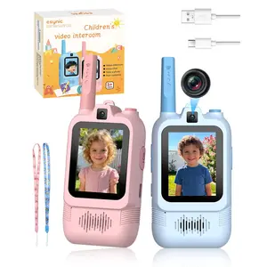 esynic 2026 Kids Dual Camera Video Walkie Talkies Toys – 2 Pack Rechargeable Video Intercom with Front & Rear Cameras for Long-Distance Communication, Perfect for Indoor & Outdoor Play, Camping, Family Games, Ages 3-12