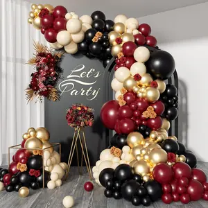 155 count Burgundy Balloon Garland Arch Kit with Burgundy Maroon Black Metallic  Lvory white Balloons for Birthday Graduation Wedding  Shower Anniversary Valentine Party Decoration