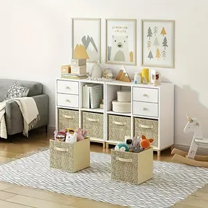 Wisdom Star 8 Pack Fabric Storage Cubes with Handle, Foldable 13x13x13 Inch Cube Storage Bins, Storage Baskets for Shelves, Storage Boxes for Organizing Closet Bins