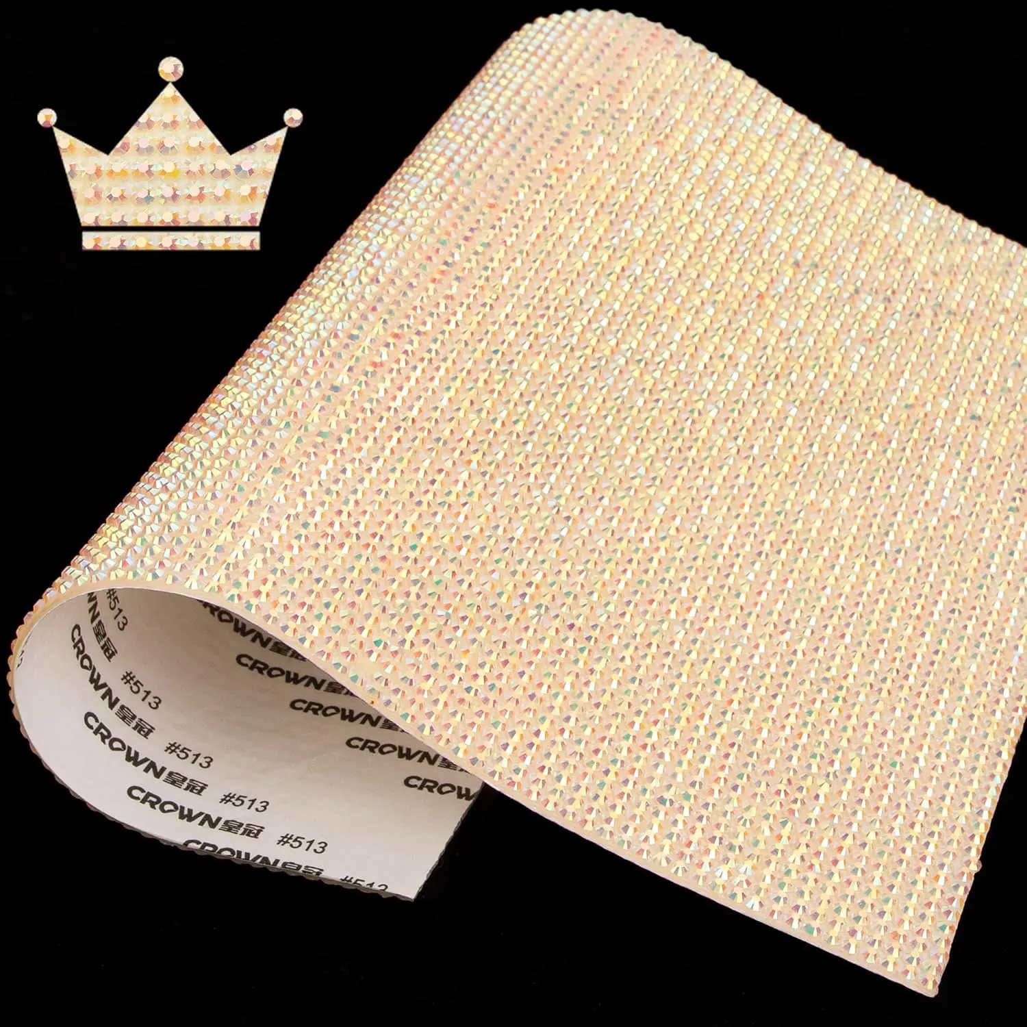 Bling Rhinestone Stickers Light Peach AB Self Adhesive  Rhinestone Sheet Sticker for DIY Crafts Wedding Christmas Party   Decoration 9.4 x 7.9 Inch with 3 mm Rhinestone