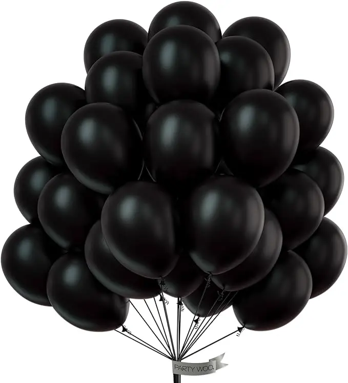 PartyWoo Black Balloons 50 pcs 12 Inch Latex Helium Matte Black Balloons for Baby Shower Birthday Graduation Casino Race Car Anniversary Retirement Pirate Gaming Theme Party Decorations Black-Y18