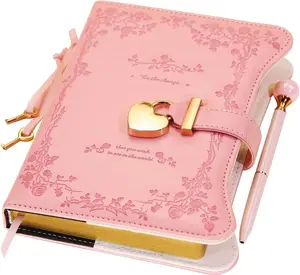 Diary with Lock and Keys for Girls Gift Ideas, 360 Gold Edged Pages Journal for Women, B6 Refillable Notebook for Writing with Pen and Bookmark