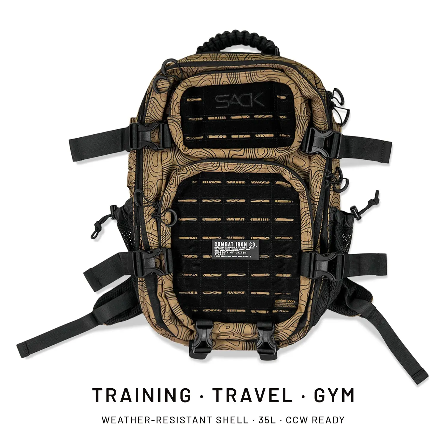 35L Durable MOLLE Tactical Polyester Carry On Backpack - Water-Resistant Gym Rucksack with Velcro, Synthetic Rugged Poly Fabric, MOLLE Panels, EDC Gear & Tactical Accessories for Outdoor Adventures