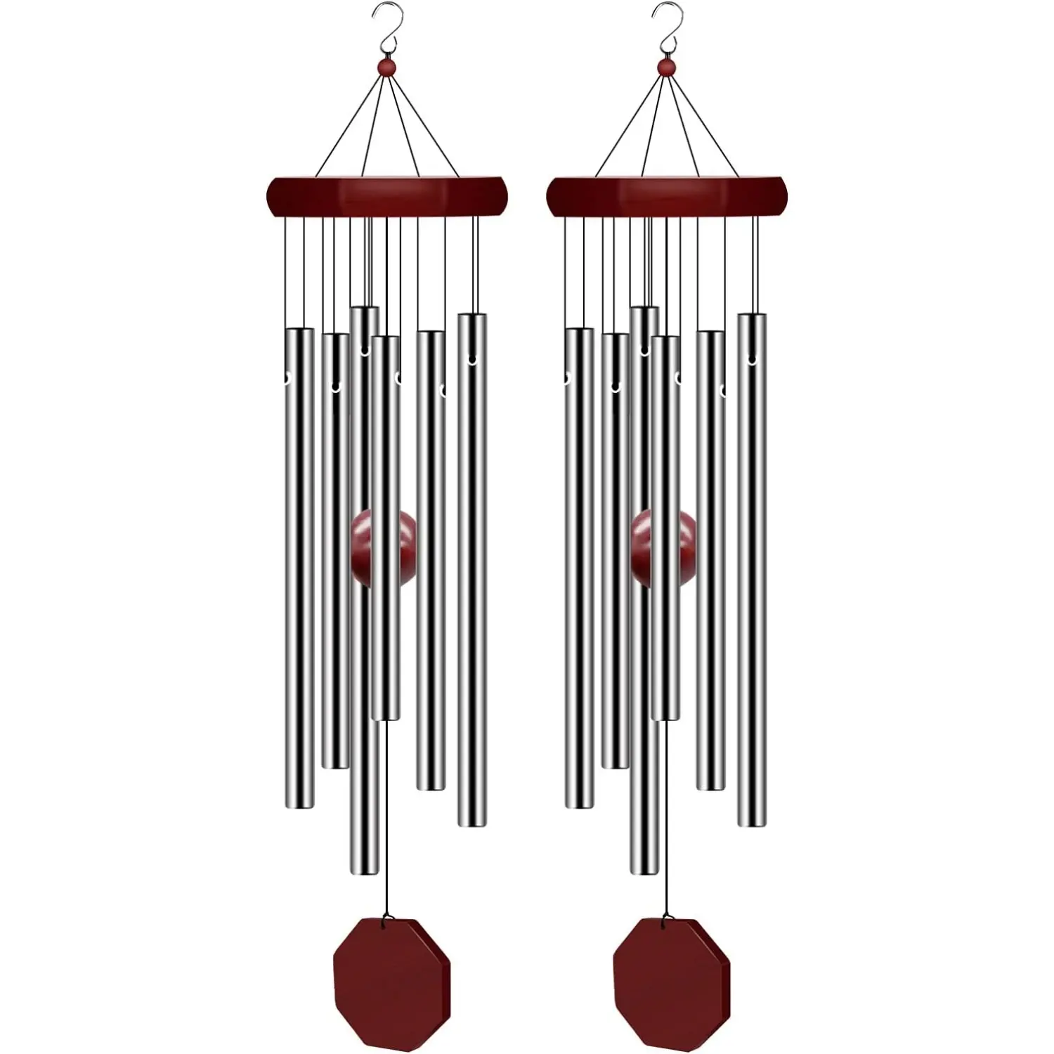 2 Pack 28 inch Memorial Wind Chimes Outdoor Large Deep Tone, Elegant Sympathy Wind-Chime Personalized with 6 Tuned Tubes for Garden Patio Balcony and Home Decorative, Garden Accessories, Yard Decor