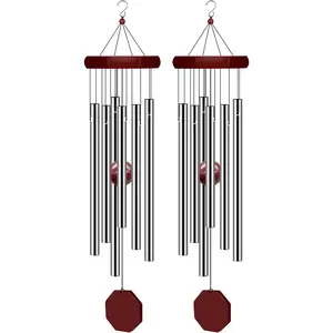 2 Pack 28 inch Memorial Wind Chimes Outdoor Large Deep Tone, Elegant Sympathy Wind-Chime Personalized with 6 Tuned Tubes for Garden Patio Balcony and Home Decorative