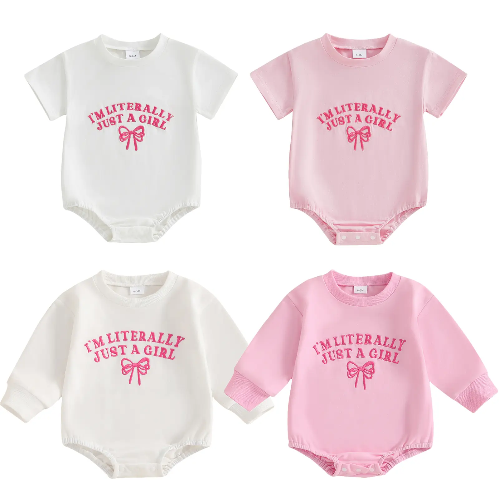 Newborn Baby Girl Onesie Romper Clothes I'm Literally Just a Girl Long/Short Sleeve Romper Sweatshirt Bubble Bodysuit Summer Spring Fall Outfits