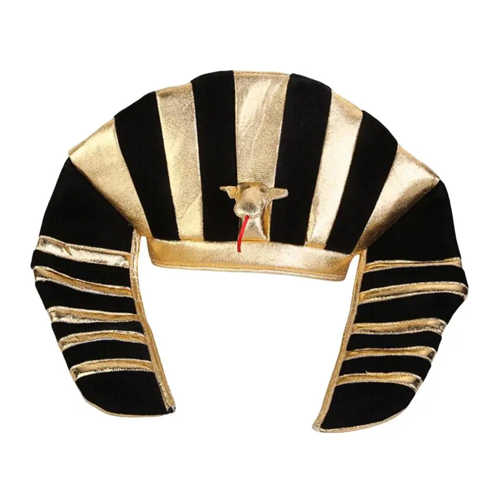 Black and Gold Pharaoh Hat, Halloween Costume Accessory for Costume Parties, Indoor Leisure & Outdoor Recreation Events, Accessories, Party, Role Play, Adult, Cloth, Breathable Fabric, Soft Cloth, Exquisite Details, Egyptian Look, Adjustable Size, Headdre
